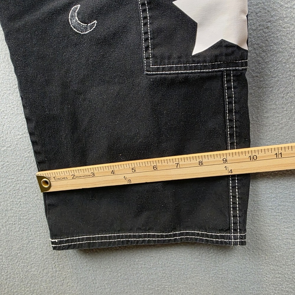 Hot Topic Pants Womens 11 Black Cargo Flare Stars Emo Skater Gothic Punk Rare - Picture 6 of 9